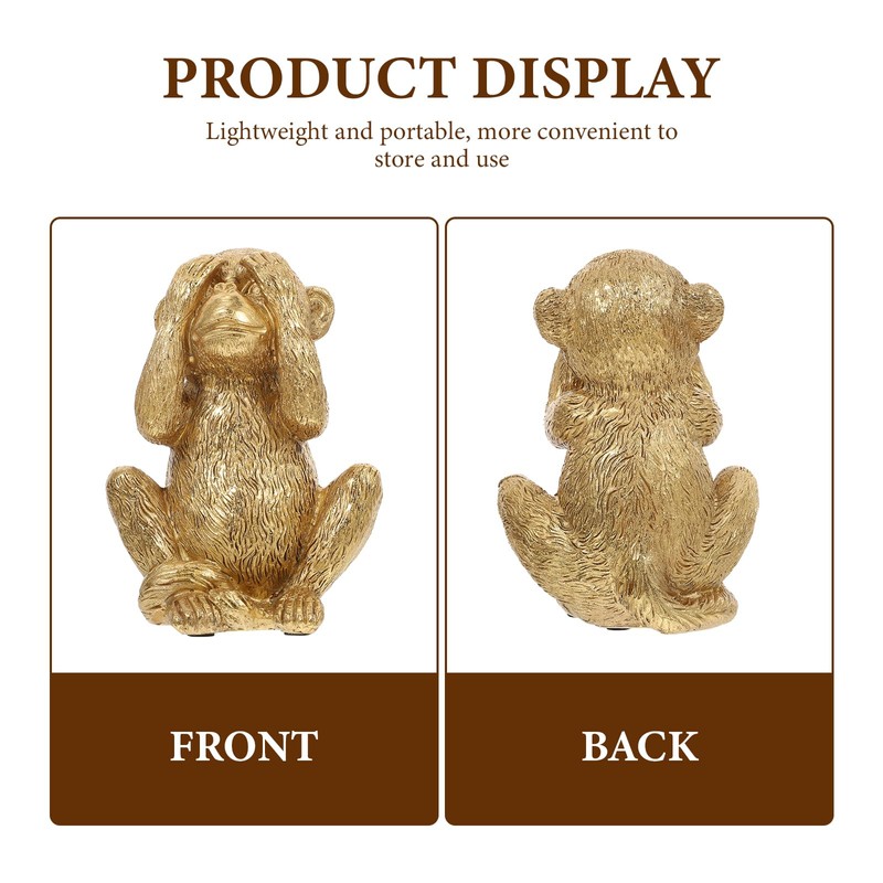 Housoutil Resin Monkeys, Nothing See Gold Monkey Statue, Evil Golden