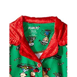 Peanuts Big Girls' 2pc Holiday Sleepwear Coat Set, Green, Small (6-6X)