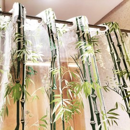 pocenla - Cortina de ducha transparente de 47 x 79 pulgadas con 12 ganchos para cortina de ducha de baño, 10 g (bambú transparente)