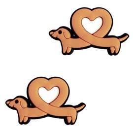TCHARIRY Dachshund Love Heart Dog Shoe Charms - Cute Animal Decoration Charms Gift for Boys Kids Teens and Adults - Set of 2- Mother’s Day