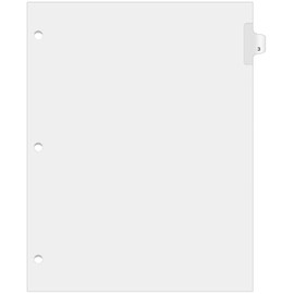 Exhibitindexes® Side Number Tabs - 3 Hole Punched for Standard Ring Binder, AVE Style Bold Font Tabs - Pack of 25