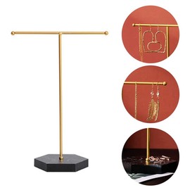 Ocnvlia Jewellery Stand, Necklace Holder, T Bar, Plated Metal Table Jewellery Organiser for Hanging Jewellery A