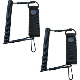 YUNYU 2 Pack Elastic Safety Lanyard with Carabiner - Reusable Tactical Bungee Cord for Hiking, Climbing, Camping & Outdoor Activities (Black)