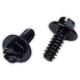#14 x 5/8" Slotted Hex Washer Head Black License Plate Screws (Package of 100)