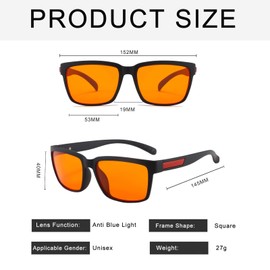 Long Keeper Blaulichtfilter Brille Herren Damen Computer Gaming Brille Blaulicht Brille FüR Esports Computer Gamer (Schwarz Rot)