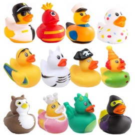 Pack of 12 Colourful Rubber Ducks, Baby Bath Ducks, Bath Duck, Rubber Duck Set, for Children, Baby Shower, Children's Birthday Parties, Beach and in the Pool
