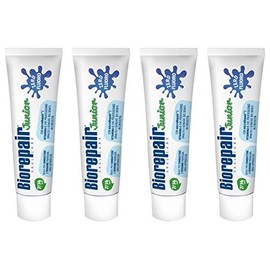 Biorepair: Oral Care Junior 7-14 Years Toothpaste, Fluoride Free, with Mint Extract - 2.53 Fluid Ounces (75ml) Tubes (Pack of 4) [ Italian Import ]