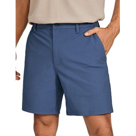 CRZ YOGA Men's All Day Comfy Golf Shorts - 7" Stretch Lightweight Flat Front for Casual Work with Pockets Electric Blue 38W x 7L