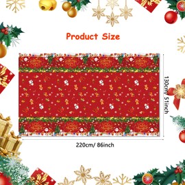 PHOGARY 2 Pcs Feliz Navidad Tablecloths Christmas Tablecloth, Santa Claus Table Cover Disposable Rectangular Christmas Plastic Tablecloth for Winter Holiday Spanish Feliz Navidad Decorations 130x220CM