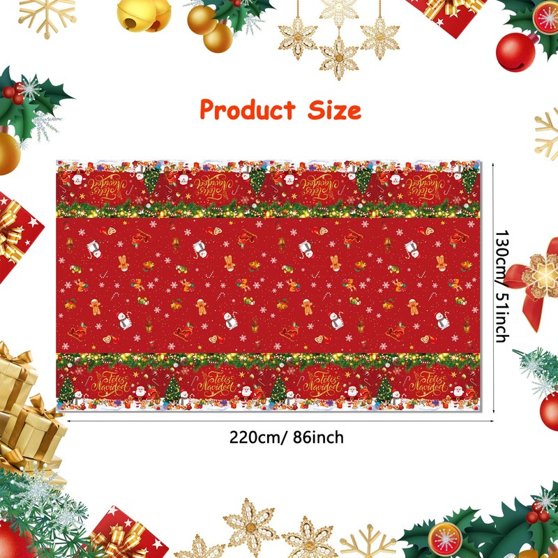 PHOGARY 2 Pcs Feliz Navidad Tablecloths Christmas Tablecloth, Santa Claus