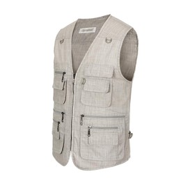 Hbufnha Outdoor Vest Fishing Safari Travel Work Vests With Multi Pockets Summer Lightweight Jacket Cargo Outerwear 02-BE-2XL