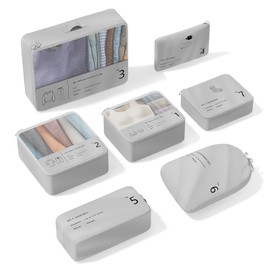 Suitcase Organiser, Yomisee Packing Cubes, 7-Piece Suitcase Organiser Set, Packing Cube Set, Travel Clothes Bags, Travel Organiser, Packing Bags for Suitcases (Grey)