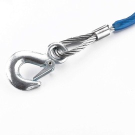 Riloer Tow Rope, Tow Ropes 4 m 5 Ton Wire Cable High Strength Safety Hook Steel Wire Trailer Car Emergency Towing Rope