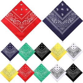 Handepo 12 Pack X Large Bandanas 27 x 27 Inch Paisley Pattern Bandana Pure Cotton Bandana Scarf for Men Women Cowboy(Multicolor)