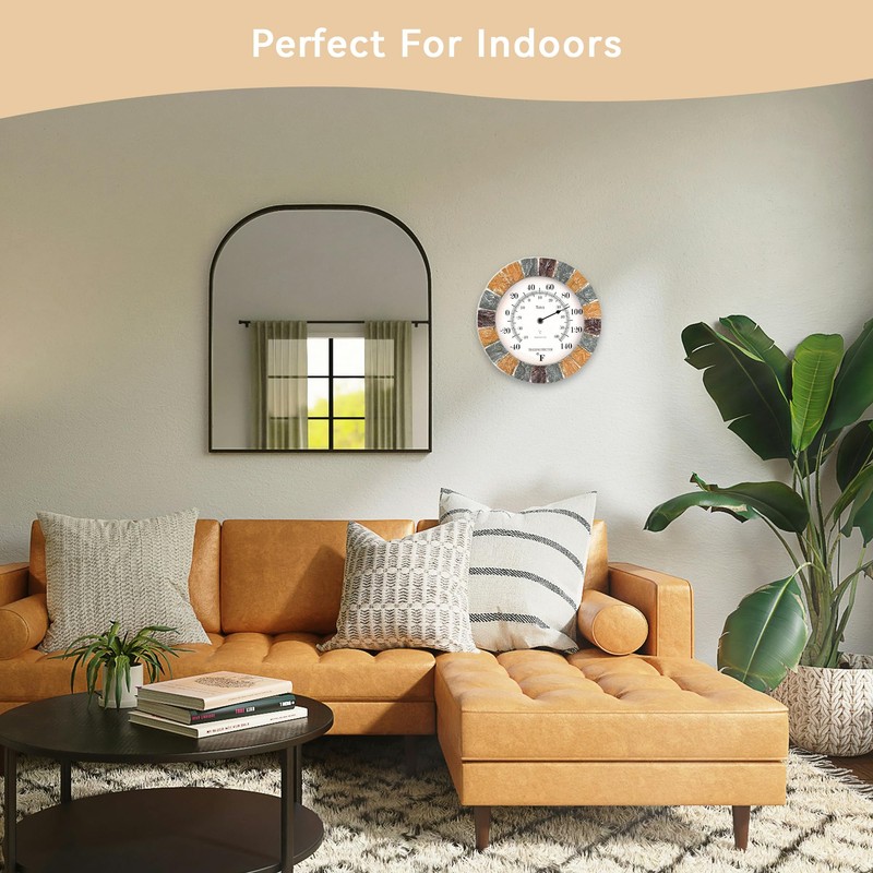 Lily's Home Indoor or Outdoor Large Hanging Wall Thermometer. 10"