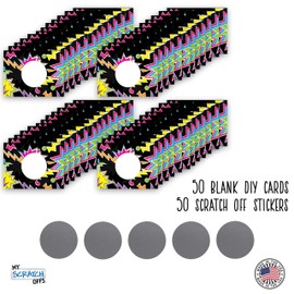 My Scratch Offs 50 Pack Zig Zag Black DIY Custom Make Your Own Scratch Off Cards for Teacher Supplies, Classroom Must Haves, Motivational Cards for Students & Small Business