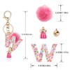 OKAICEN Deep Pink Resin Alphabet Initial Letter Keychain Keyring for