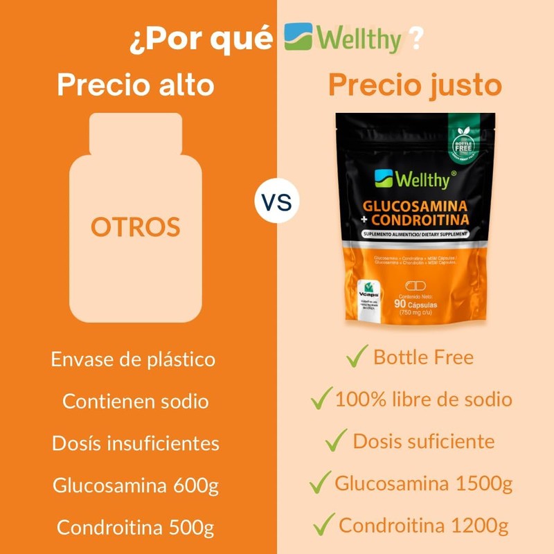 Wellthy Glucosamine 1500mg, Chondroitin 1200mg & MSM 300mg – Joint