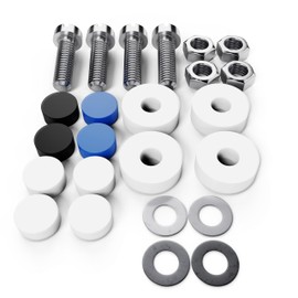 L & P Car Design A0023-1 Kennzeichen Schrauben Kennzeichenbefestigung 4er Set M5 x 20mm DIN 84 mit Abdeckkappen Befestigung für KFZ Nummernschild