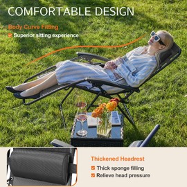 Sweetcrispy Sweetcrispy Zero Gravity Chairs, Set of 2 Portable Recliner Beach Camping Patio Outdoor Folding Lounge Chair with Cup Holder Trays and Adjustable Pillow for Poolside, Garden, Backyard, Lawn (Black)