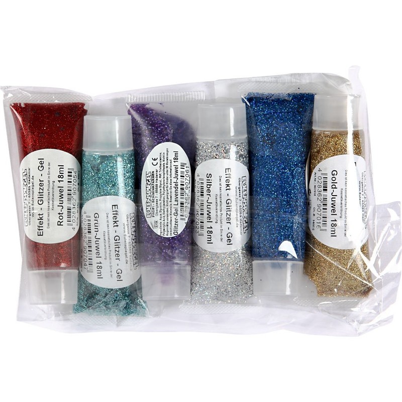 Glitter Gel, assortment, 6x18 ml