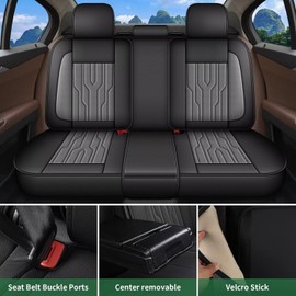 YORKNEIC Fit for Dodge Journey Seat Covers Full Set 2011-2020: 5 Seats Waterproof Leather Car Seat Covers Protector (2 Row 5 Seat, Black & Grey)