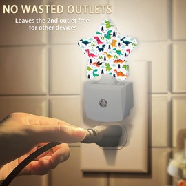 Colorful Dino Tree Plug-in Night Light with Dusk-to-Dawn Sensor for Bedroom,Bathroom and Living Room Sleep Friendly lamp for Women/Girls/Boys Gift,0.5W