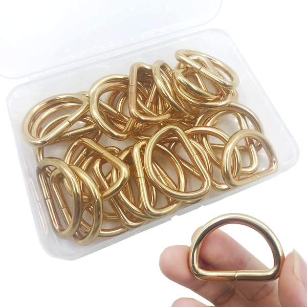 Eyksta 30pcs Carabiner Ring Metal D Rings Half Rings Golden D Rings 25mm D Rings Buckle for Bags Belt Buckles Dog Leash Backpack Handbags Craft Accessories