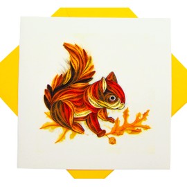 Squirrel, Quilling Card 3D,Unique Dedicated Handmade, Design Greeting Card for Birthday, Valentine's Day, Mothers Day, Spring, Fathers Day, Graduation, Wedding, Anniversary, All Occasion,6"x6"