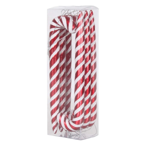Vickerman 7.5" Red-White Cane Christmas Ornament - 6 per Box