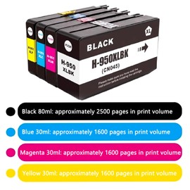 for 950XL 951XL Ink Cartridges Compatible Replacement for HP 950 951 8 Combo Pack Black CMY Ink Cartridge with for OfficeJet Pro for 8600 8610 8615 8620 8625 8630 8100 276dw 251dw Printer