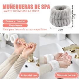 10 muñequeras para lavarse la cara, juego de muñequeras de microfibra para lavarse la cara, muñequeras para maquillaje, evitan que el agua empape los brazos
