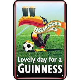 Guinness Metal Sign with Iconic Toucan with Football Design â