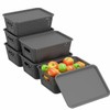 6 Pack Plastic Breathable Storage Baskets with Lids, Gray