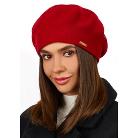 Braxton Red Beret - Warm Lined Wool Angora Knit Berets - French Paris Hat for Women