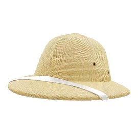 100% Straw Helmet Pith Sun Hat Summer Men Vietnam War Army Hat Dad Boater Bucket Hats Safari Jungle Miners Cap