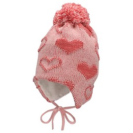 Sterntaler Girls' GOTS Bobble Hat Heart Hat, pink