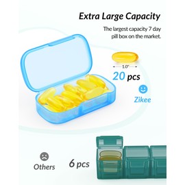 ZIKEE ZIKEE 7 Packs Extra Large Pill Organizer, Portable Pill Box 7 Day for Pocket, Purse, Weekly Pill Case with Dual-Protection Design, Pill Container for Medication, Vitamin, Fish Oil, Supplement