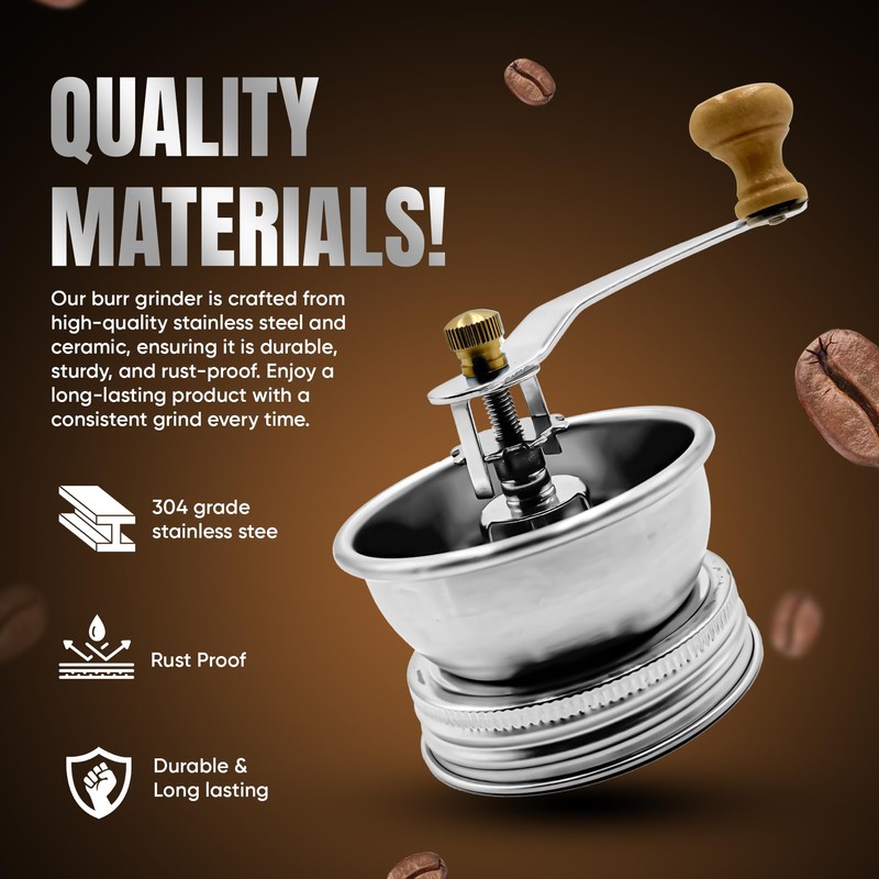 Stainless Steel Coffee Grinder Lid Attachment for Regular Mouth Mason