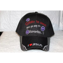 TOP JESUS CRISTO TE AMA PERO YO SOY SU FAVORITO GOD BASEBALL CAP  ( BLACK )