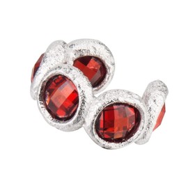 Rockyu Women's 925 Silver Ring, Red, Zirconia, Fake Ear Cuff Earrings, Hypoallergenic, Party, Gift, No Hole, Fashion Accessory, Silver, Cubic Zirconia