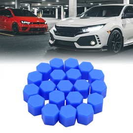 sourcing map 20pcs 17mm Rubber Car Wheel Tire Tyre Nut Screw Cover Caps Hub Protector Blue