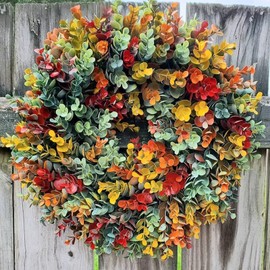 Artificial Fall Wreath for Front Door Rustic Autumn Wreath Fall Door Wreaths Front Door Decorations 2024 Fall Wreath Thanksgiving Wreath Fall Decorations for Home Indoor Outdoor Decor (19.7IN)