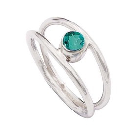 JEWELSTREZORO Green Paraiba Tourmaline Lab Grown Gemstone Band Ring Men And Women Ring Sterling Silver Band All Size Gift Item Jewelry TSR372AS_37 (Z+1)