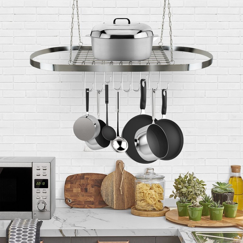 Sorbus® Pot and Pan Rack for Ceiling with Hooks —