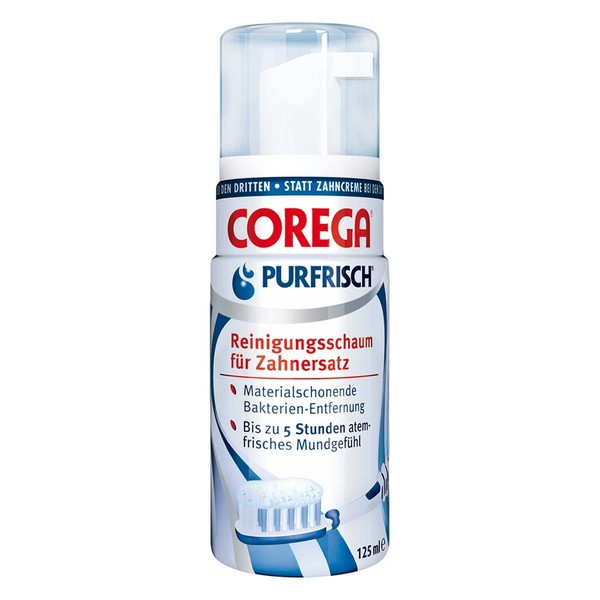 Corega Purfrisch Cleansing Foam 125 ml, Pack of 2 (2 x 125 ml)