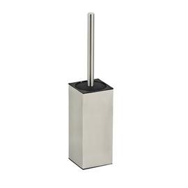 Toilet Brush and Holder Set, NEWRAIN Stainless Steel Toilet Brush with Long Brush Handle, Brushed Nickel Toilet Scrubber and Covered Holder, Square Design Sturdy and Space Saving, Covered Brush