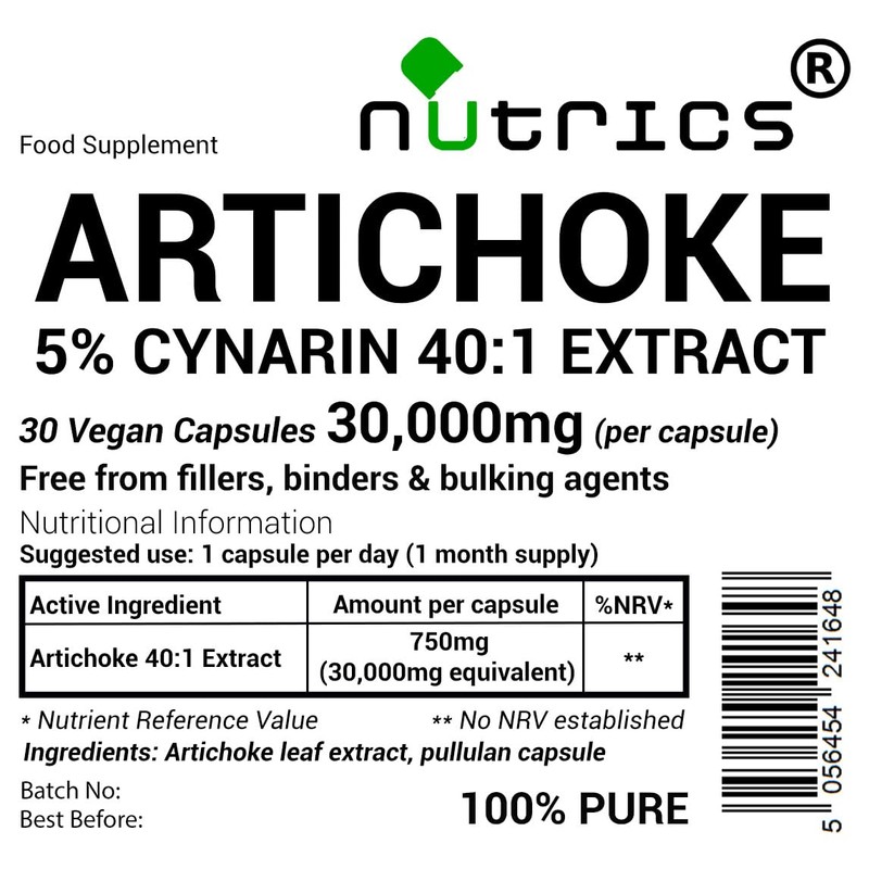 Nutrics® 30,000mg (per Capsule) Artichoke Extract 30 V Capsules 5%