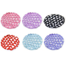 JRYXDS Pack of 6 Hair Nets Bun Net Hair Net Perfect Hold of Ballet Bun for Gymnastics Rhythmic Sports Gymnastics Ballet Riding Figure Skating (Pink, Light Purple, Blue, Black, Red, Purple)