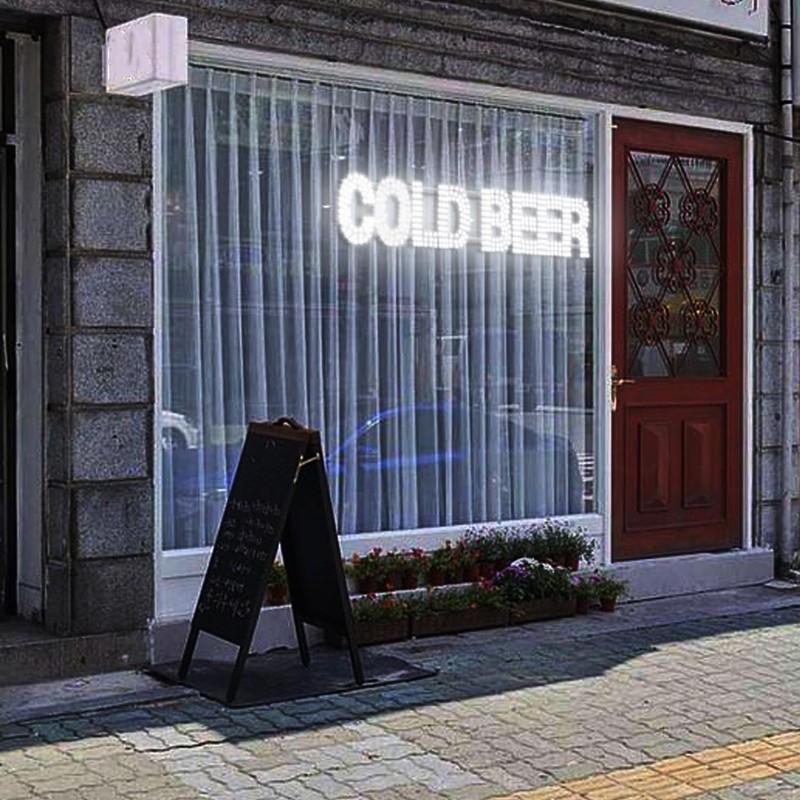 38"x10" Large LED White Cold Beer Sign for Business and